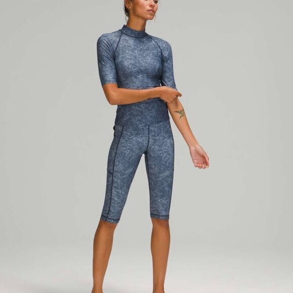 Lululemon High Rise Paddle Crop 15.75" Denim Wash Print Blue Hail Multi size 6-8 - Picture 2 of 8